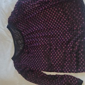 Club Monaco Sheer Velvet Polka Dot Blouse Sz Medium